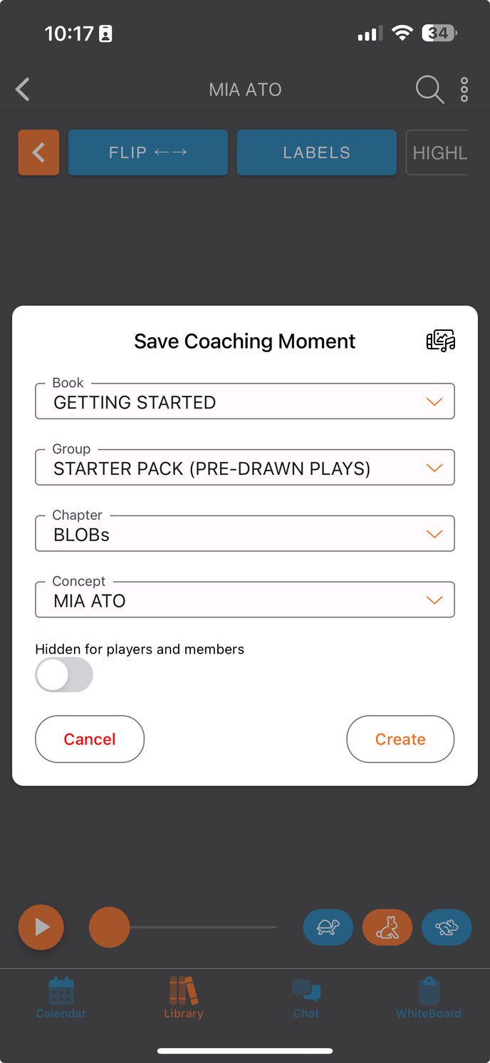 Coaching Moment menu